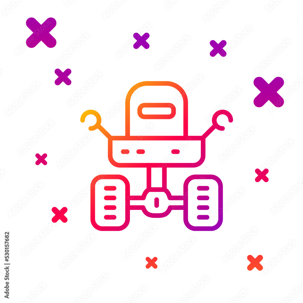 Poster color line mars rover icon isolated on white background. space rover. moonwalker sign. apparatus for