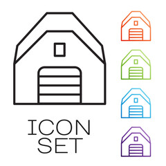 Black line Garage icon isolated on white background. Set icons colorful. Vector