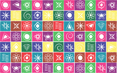 seamless pattern with colorful squares symbols graphic art design wallpaper texture fabric