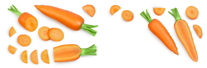 Carrot isolated on white background . Top view. Flat lay