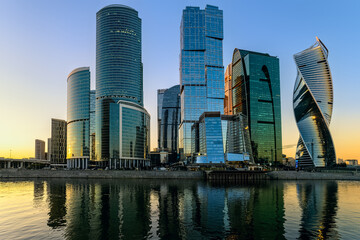 Obraz premium City of Moscow. Russia. Business Center Moscow City at sunset.