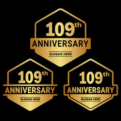 109 years anniversary celebration logotype. 109th anniversary logo collection. Set of anniversary design template. Vector and illustration.
