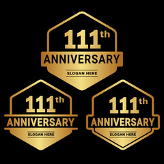 Obraz premium 111 years anniversary celebration logotype. 111th anniversary logo collection. Set of anniversary design template. Vector and illustration. 