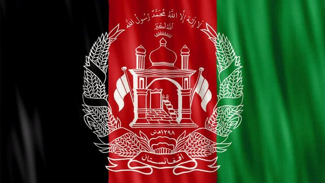 Afghanistan National Flag. Seamless loop animation closeup waving.