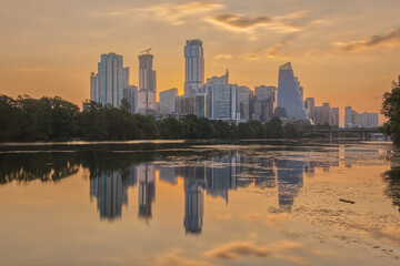 Austin Skyline in the Morning from Lakefront