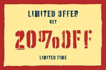 20 twenty Percent sale frame vector grunge. retro icon