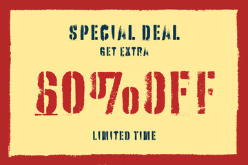 60 sixty Percent sale frame vector grunge. business
