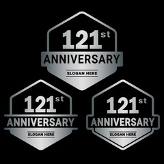 121 years anniversary celebration logotype. 121st anniversary logo collection. Set of anniversary design template. Vector and illustration.
