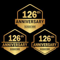 126 years anniversary celebration logotype. 126th anniversary logo collection. Set of anniversary design template. Vector and illustration.
