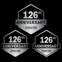 126 years anniversary celebration logotype. 126th anniversary logo collection. Set of anniversary design template. Vector and illustration.
