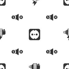 Set Electric motor, Electrical outlet and on seamless pattern. Vector