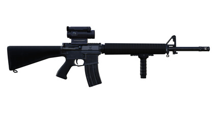 ライフル銃 アサルトライフル ライフル 銃 武器 CG イラストドットサイト 照準器 グリップ 3D CG Rendering Images 透過PNG	
