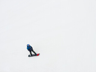 lone skier in the ski resort in the Pyrenees in winter