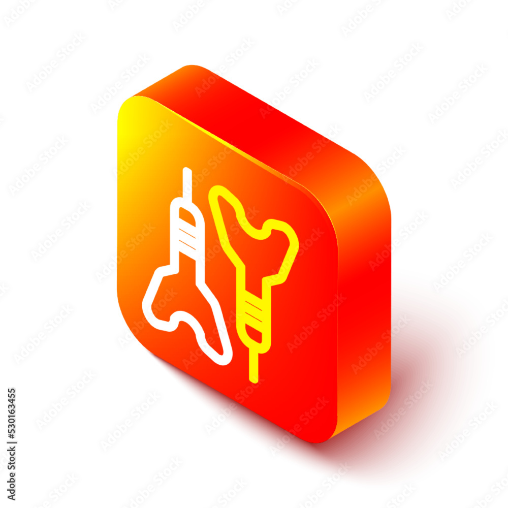 Aufkleber isometric line dart arrow icon isolated on white background. orange square button. vector