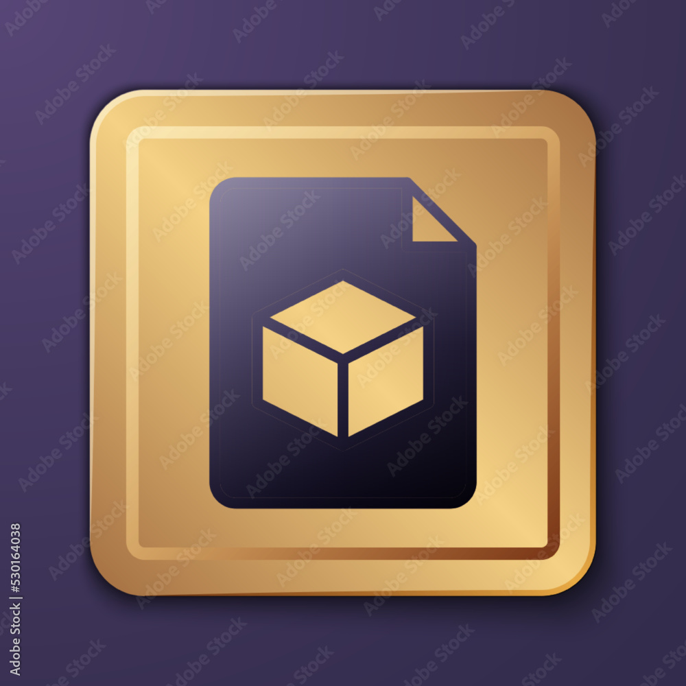 Poster purple isometric cube file icon isolated on purple background. geometric cubes solid icon. 3d square
