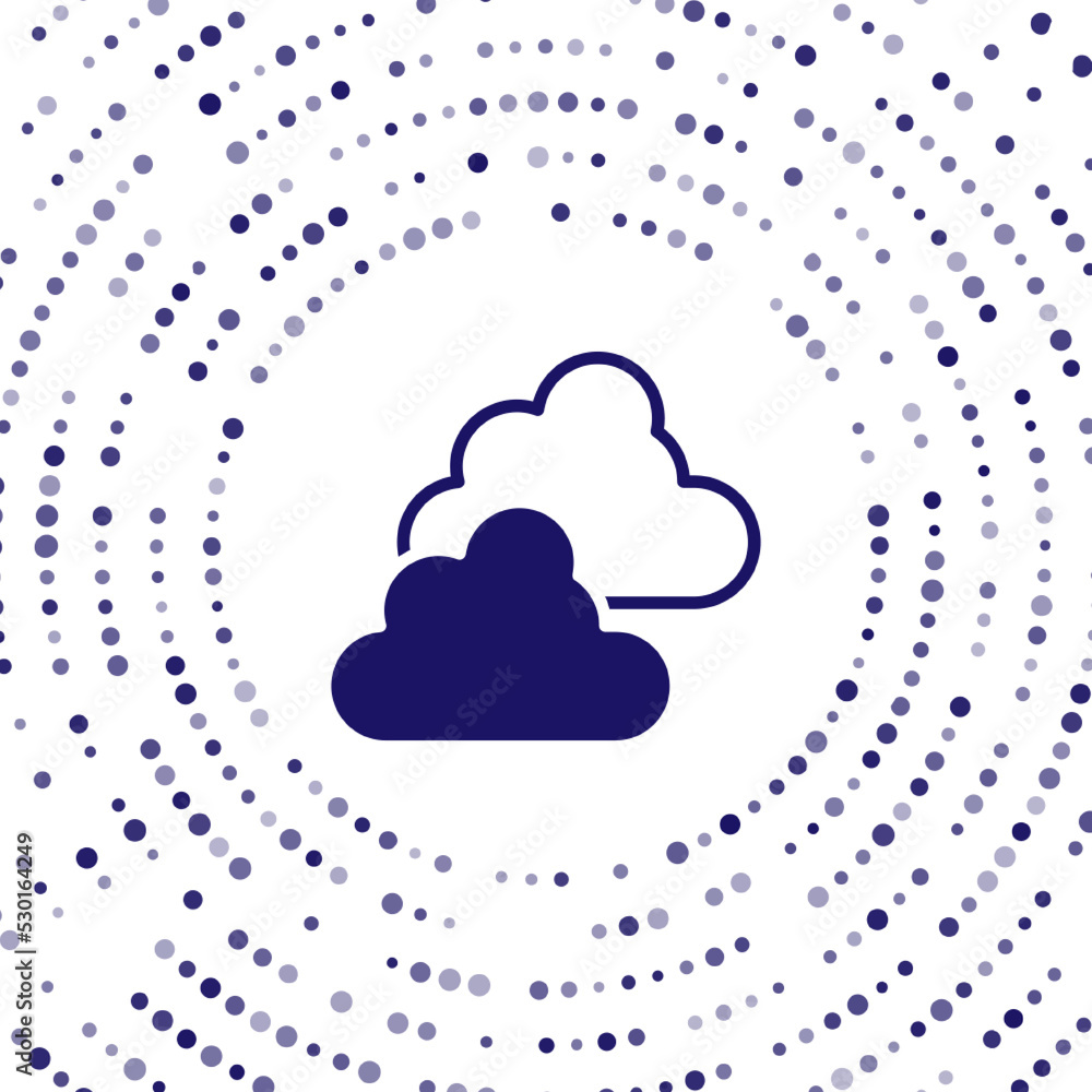 Poster blue cloudy weather icon isolated on white background. abstract circle random dots. vector
