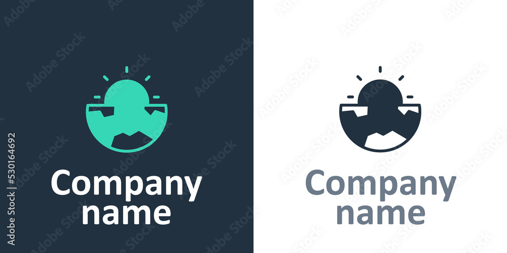 Poster logotype earth core structure crust icon isolated on white background. logo design template element.