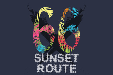 66 route summer beach stylish graphic t-shirt vector design, typography