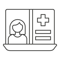 Medical Record. Laptop concept line icon. Simple element illustration. Medical Record. Laptop concept outline symbol design from medical set. Can be used for web and mobile on white background