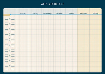 Weekly classes schedule or planner template in a minimalistic flat style.