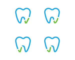 Dental Check Logo Concept symbol sign icon Design Element. Teeth, Tooth, Health Care, Medical, Tick, Mark Logotype. Vector illustration template