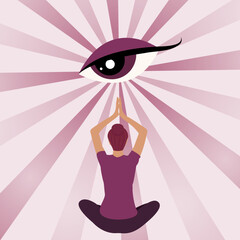 The third eye meditation lotus pose vector illustration