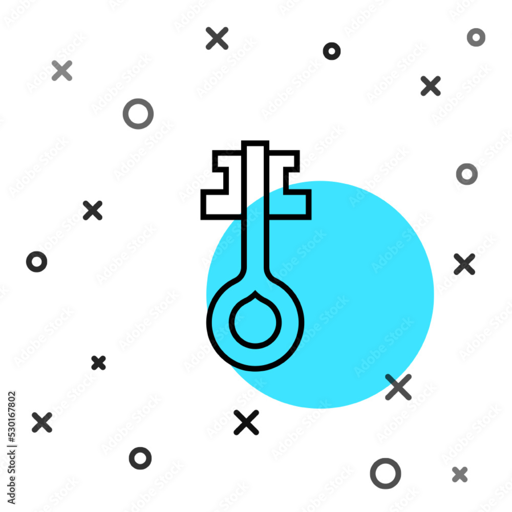 Aufkleber black line old magic key icon isolated on white background. random dynamic shapes. vector