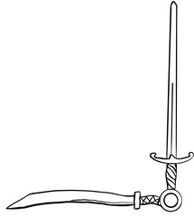 Dark Fantasy, frame border, Frame corner, Frame Edge swords 1 color vector