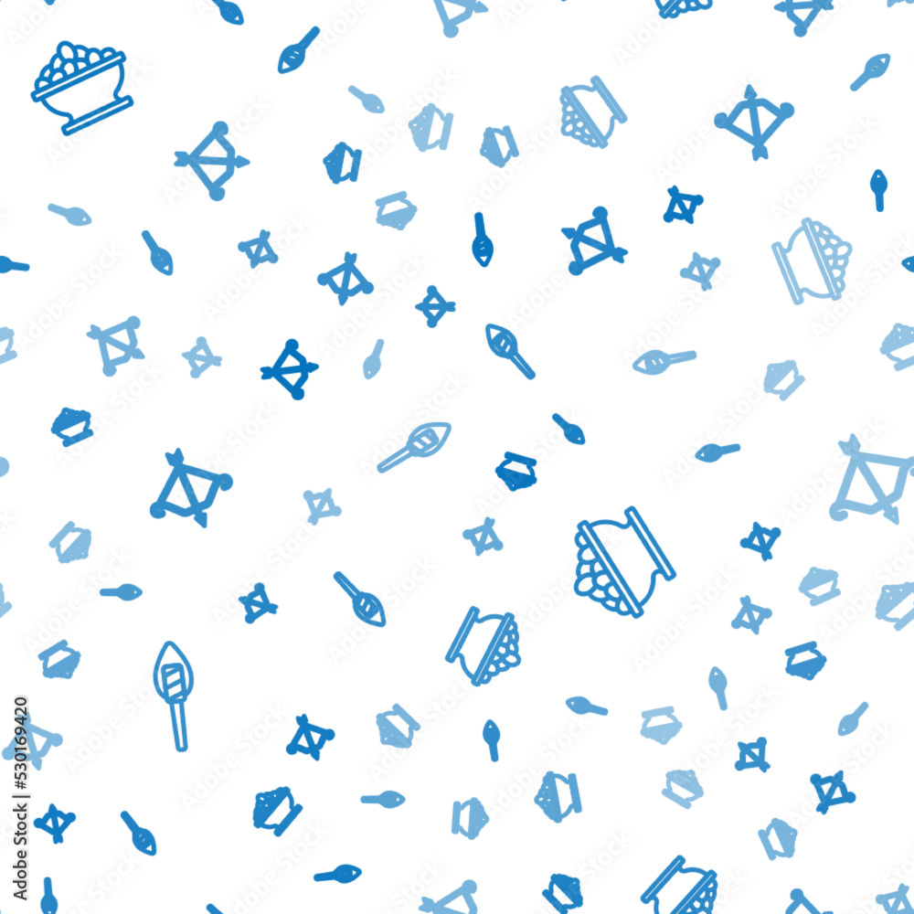 Aufkleber set line torch flame, olives in bowl and medieval with arrow on seamless pattern. vector