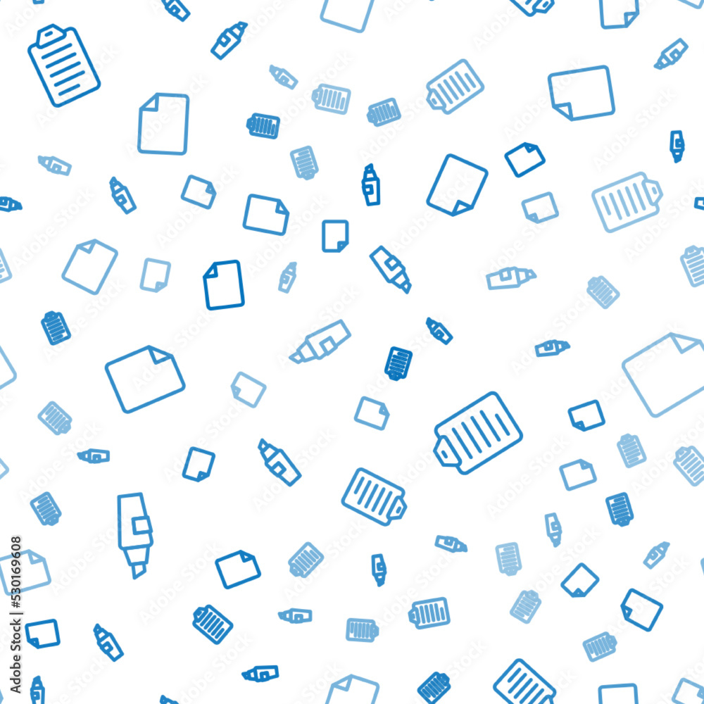Poster set line marker pen, to do list or planning and file document on seamless pattern. vector