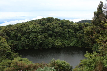 View over Barba Volcano lagoon found in Braulio Carrillo National Park, Costa Rica