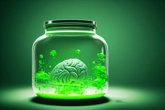 Creepy science experiment, brain in a jar