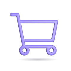 3d rendering shopping backet icon. Illustration with shadow isolated on white.