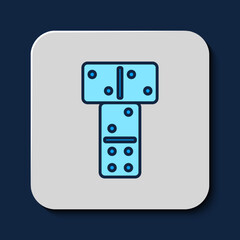 Filled outline Domino icon isolated on blue background. Vector