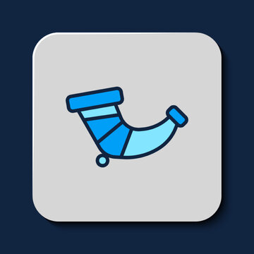 recommend clip art: Filled outline Hunting horn icon isolated on blue background. Vector