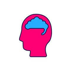Filled outline Human brain icon isolated on white background. Vector