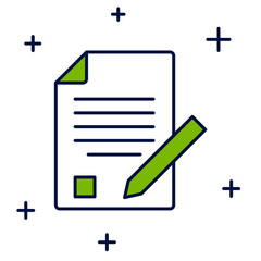 Fototapeta premium Filled outline Exam sheet and pencil with eraser icon isolated on white background. Test paper, exam, or survey concept. School test or exam. Vector