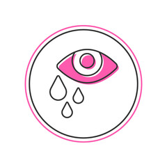 Filled outline Tear cry eye icon isolated on white background. Vector
