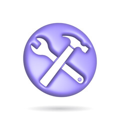 3d rendering setting tools icon. Illustration with shadow isolated on white.