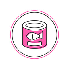 Filled outline Canned fish icon isolated on white background. Vector