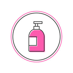 Filled outline Dishwashing liquid bottle icon isolated on white background. Liquid detergent for washing dishes. Vector