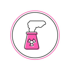 Filled outline Nuclear power plant icon isolated on white background. Energy industrial concept. Vector