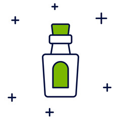 Filled outline Bottle with potion icon isolated on white background. Flask with magic potion. Happy Halloween party. Vector
