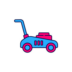 Filled outline Lawn mower icon isolated on white background. Lawn mower cutting grass. Vector