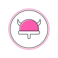 Fototapeta premium Filled outline Viking in horned helmet icon isolated on white background. Vector