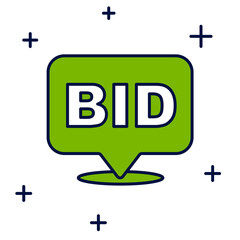 Filled outline Bid icon isolated on white background. Auction bidding. Sale and buyers. Vector