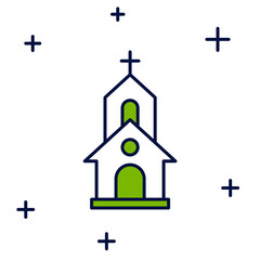 Filled outline Church building icon isolated on white background. Christian Church. Religion of church. Vector