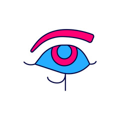 Filled outline Eye of Horus icon isolated on white background. Ancient Egyptian goddess Wedjet symbol of protection, royal power and good health. Vector