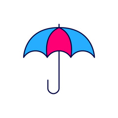 Filled outline Umbrella icon isolated on white background. Insurance concept. Waterproof icon. Protection, safety, security concept. Vector