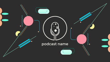 ABSTRACT TEMPLATE PODCAST MICROPHONE FLAT COLOR LIQUID DESIGN BACKGROUND VECTOR. GOOD FOR COVER DESIGN, BANNER, WEB,SOCIAL MEDIA